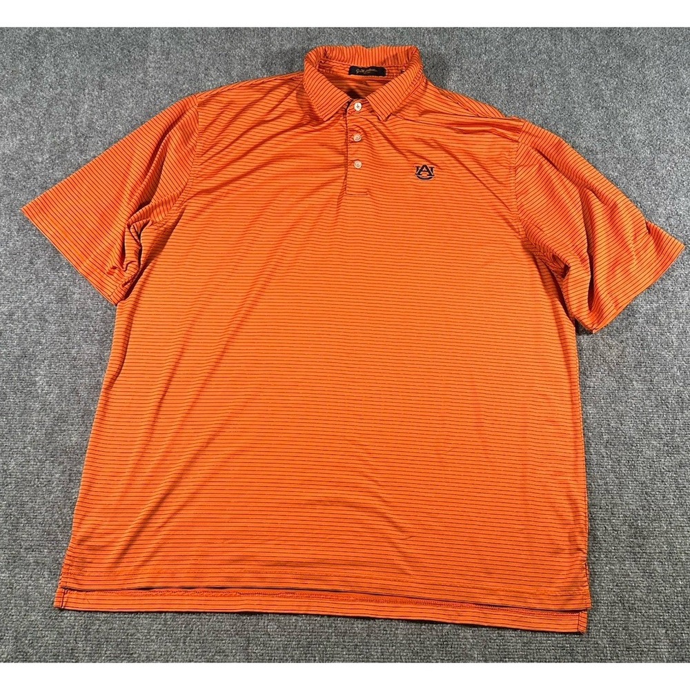 J&M Collection Auburn Tigers Mens 2XL Blue Orange Striped Performance Polo WDE